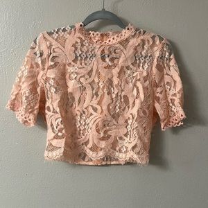 Pink Lace Crop Top
